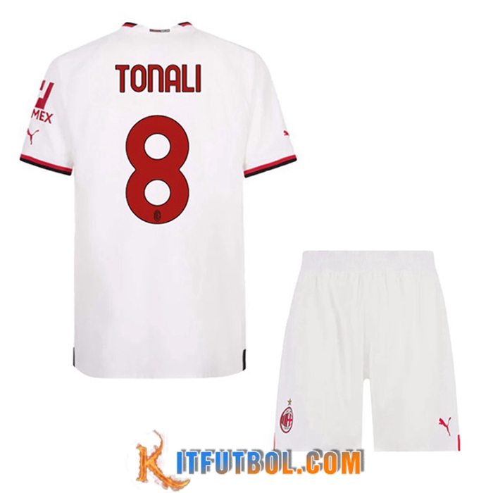 Camisetas De Futbol AC Milan (TONALI #8) Ninos Segunda 2022/2023