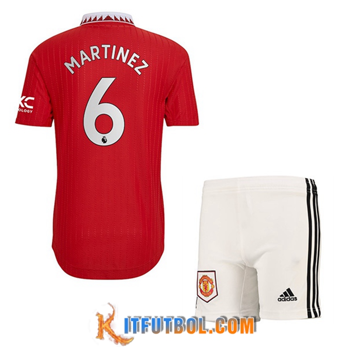Camisetas De Futbol Manchester United (MARTÍNEZ #6) Ninos Primera 2022/2023