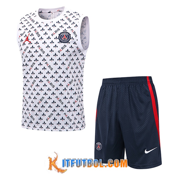 Camiseta Entrenamiento sin mangas + Cortos Jondan PSG Blanco/Negro 2022/2023
