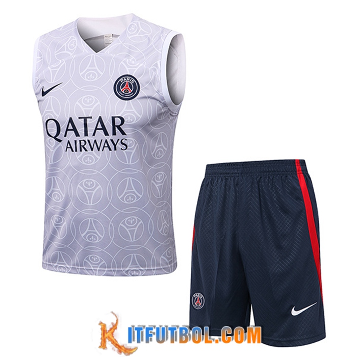 Camiseta Entrenamiento sin mangas + Cortos PSG Blanco/Gris 2022/2023