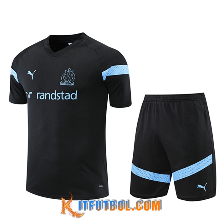 Camiseta Entrenamiento+ Cortos Marsella Negro 2022/2023