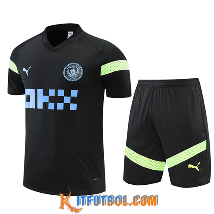 Camiseta Entrenamiento+ Cortos Manchester City Negro 2022/2023