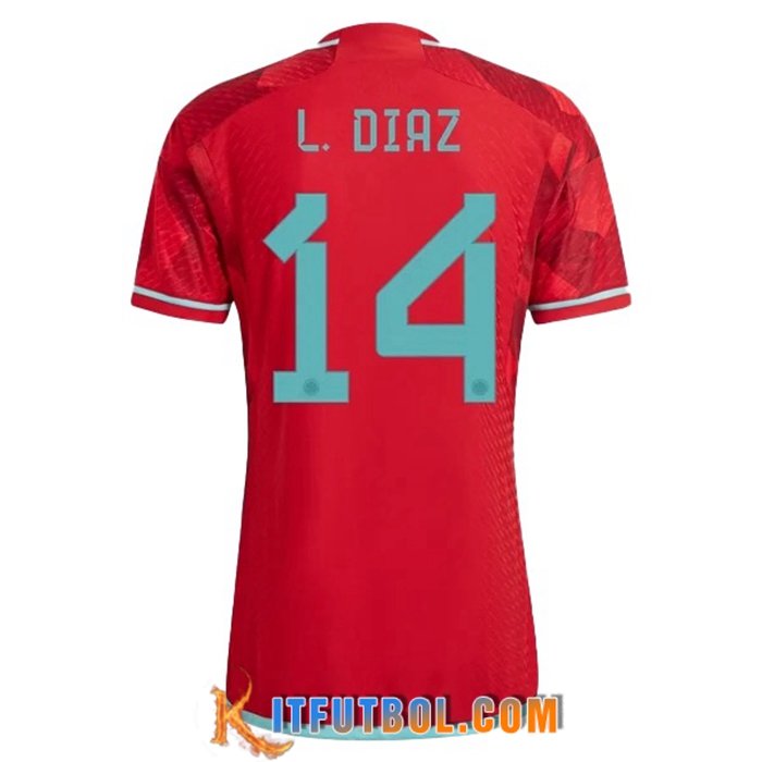 Camiseta Equipo Nacional Colombia (L. DIAZ #14) 2022/2023 Segunda