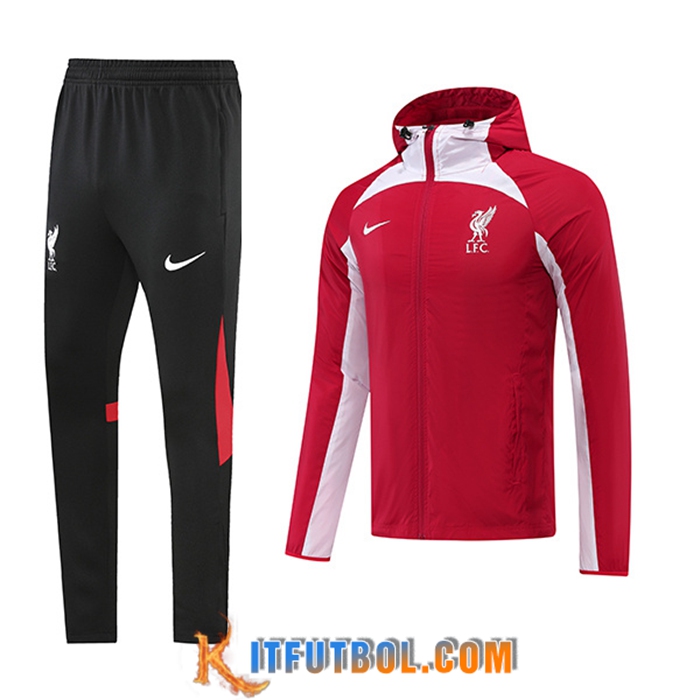 Chaqueta Con Capucha Chandal Rompevientos FC Liverpool Rojo/Blanco 2022/2023