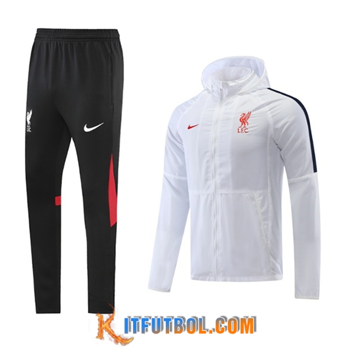 Chaqueta Con Capucha Chandal Rompevientos FC Liverpool Blanco 2022/2023