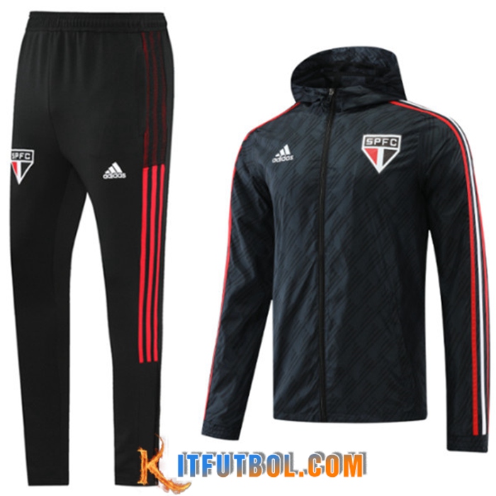 Chaqueta Con Capucha Chandal Rompevientos Sao Paulo FC Negro 2022/2023