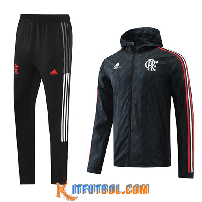 Chaqueta Con Capucha Chandal Rompevientos Flamengo Negro 2022/2023
