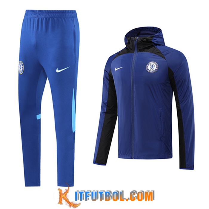 Chaqueta Con Capucha Chandal Rompevientos FC Chelsea Negro/Azul 2022/2023