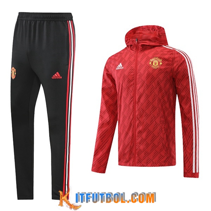 Chaqueta Con Capucha Chandal Rompevientos Manchester United Rojo 2022/2023