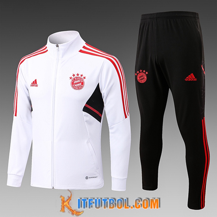 Chandal Equipos De Futbol - Chaqueta Bayern Munich Ninos Blanco 2022/2023