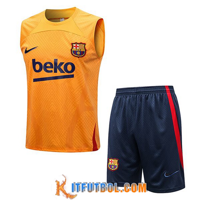 Chalecos De Futbol + Cortos FC Barcelona Naranja 2022/2023