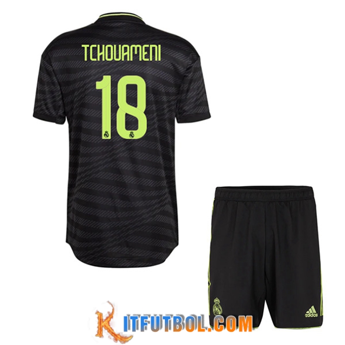 Camisetas De Futbol Real Madrid (TCHOUAMENI #18) Ninos Tercera 2022/2023