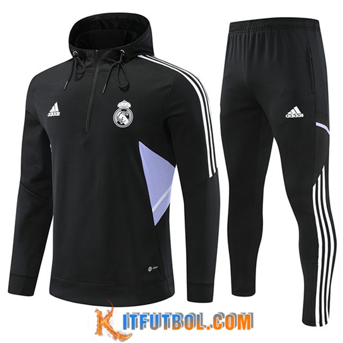Rompevientos Chaqueta Con Capucha Real Madrid Negro 2022/2023