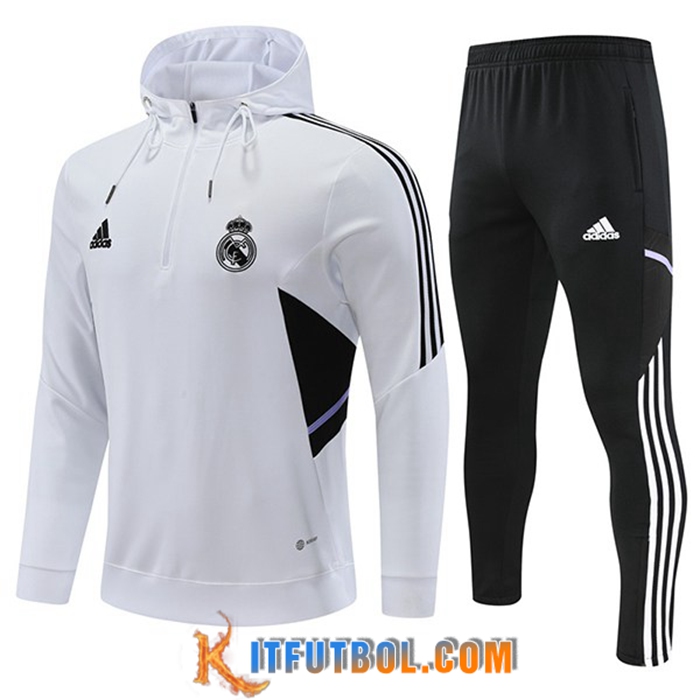 Rompevientos Chaqueta Con Capucha Real Madrid Blanco 2022/2023