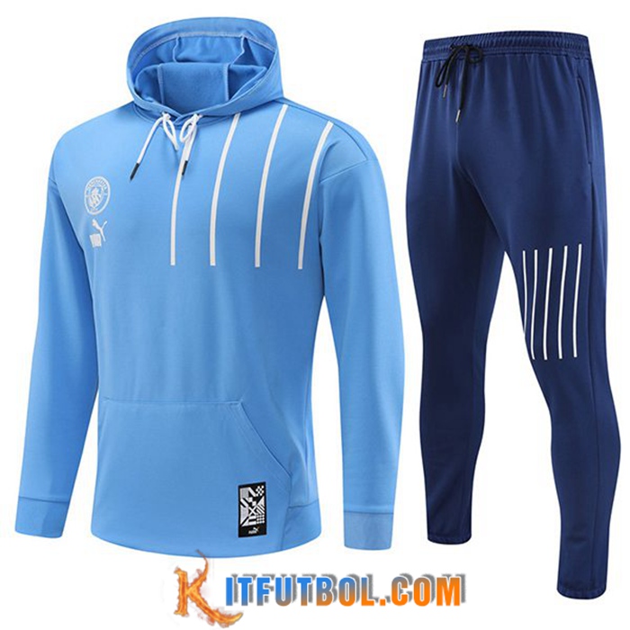 Rompevientos Chaqueta Con Capucha Manchester City Azul Claro 2022/2023