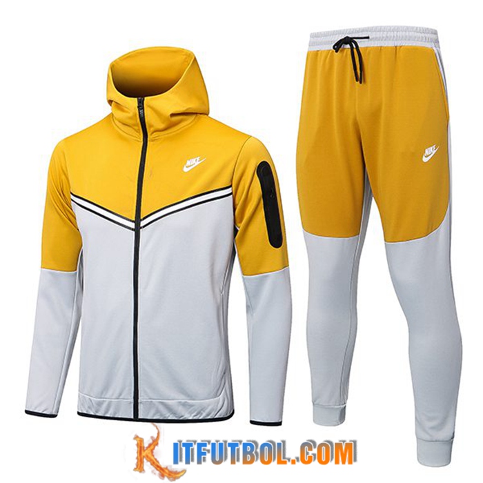 Rompevientos Chandal De Futbol Con Capucha Nike Gris/Amarillo 2022/2023