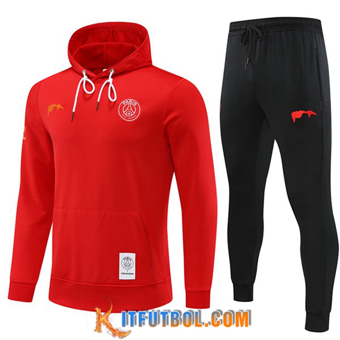 Rompevientos Chandal De Futbol Con Capucha PSG Rojo 2022/2023