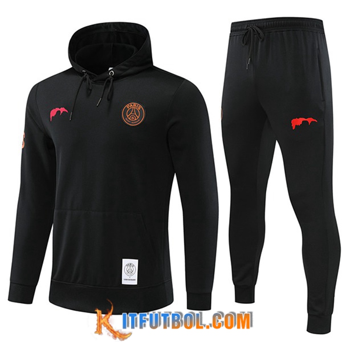 Rompevientos Chandal De Futbol Con Capucha PSG Negro 2022/2023