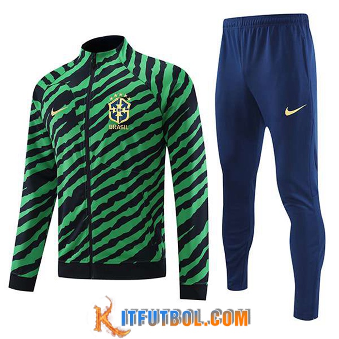 Chandal Equipos De Futbol - Chaqueta Brasil Verde/Negro 2022/2023