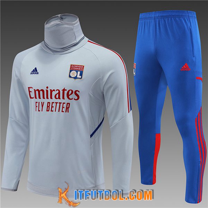 Chandal Equipos De Futbol lyon Ninos cuello alto Gris Claro 2022/2023