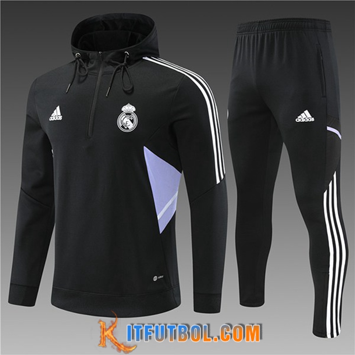 Chaqueta Con Capucha Chandal Real Madrid Ninos Negro 2022/2023