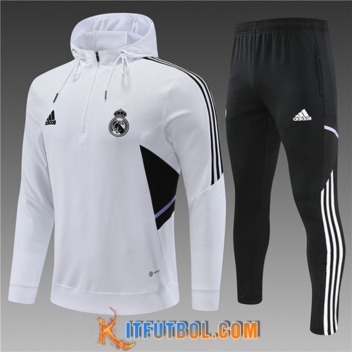 Chaqueta Con Capucha Chandal Real Madrid Ninos Blanco 2022/2023