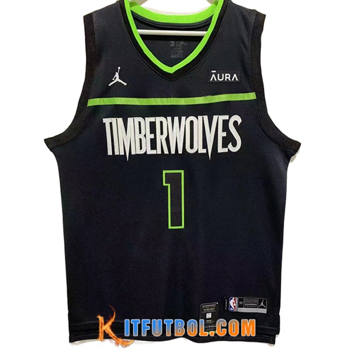 Camisetas Minnesota Timberwolves (EDWARDS #1) 2022/23 Negro