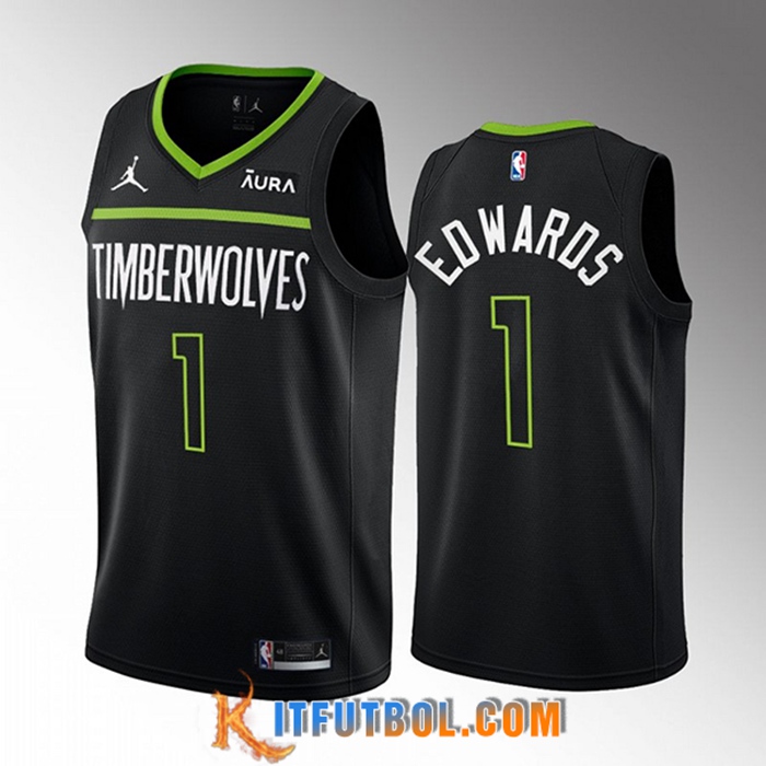 Camisetas Minnesota Timberwolves (EDWARDS #1) 2022/23 Negro