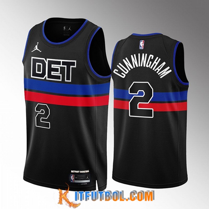 Camisetas Detroit Pistons (CUNNINGHAM #2) 2022/23 Negro