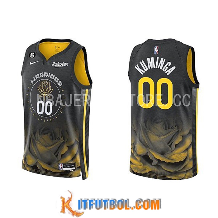 Camisetas Golden State Warriors (KUMINGA #00) 2022/23 Negro/Amarillo