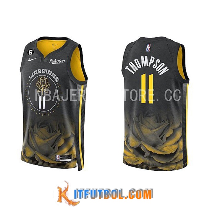 Camisetas Golden State Warriors (THOMPSON #11) 2022/23 Negro/Amarillo