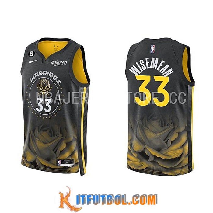 Camisetas Golden State Warriors (WISEMEAN #33) 2022/23 Negro/Amarillo