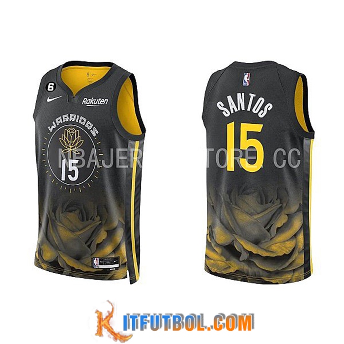 Camisetas Golden State Warriors (SANTOS #15) 2022/23 Negro/Amarillo