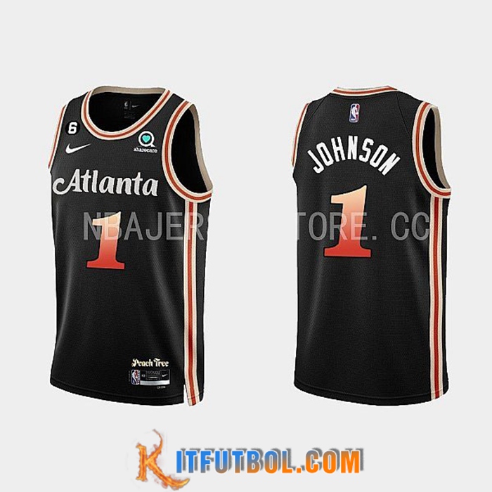 Camisetas Atlanta Hawks (JOHNSON #1) 2022/23 Negro
