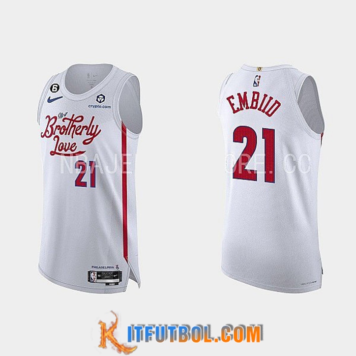 Camisetas Philadelphia 76ers (EMBIID #21) 2022/23 Blanco