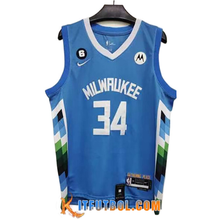Camisetas Milwaukee Bucks (ANTETOKOUNMPO #34) 2022/23 Azul