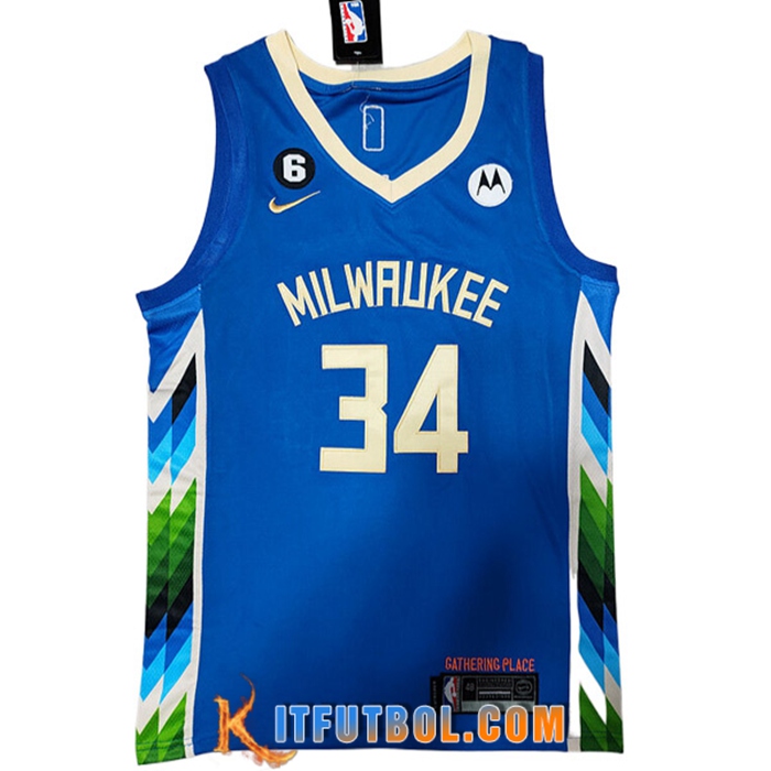 Camisetas Milwaukee Bucks (ANTETOKOUNMPO #34) 2022/23 Azul