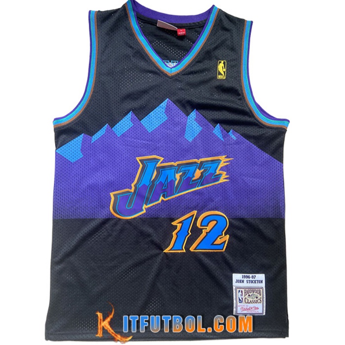 Camisetas Utah Jazz (STOCKTON #12) 2022/23 Negro/Violeta