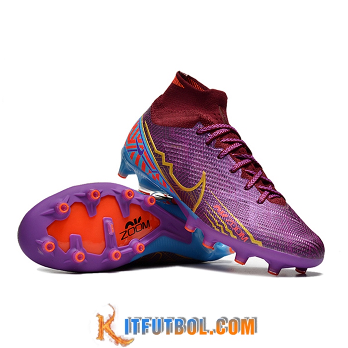 Nike Botas De Fútbol Air Zoom Mercurial High Gang Superfly IX Elite AG Violeta