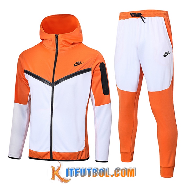 Chaqueta Con Capucha Chandal Rompevientos NIKE Blanco/Naranja 2022/2023