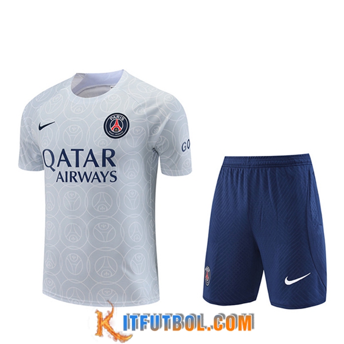 Camiseta Entrenamiento + Cortos PSG Gris 2022/2023