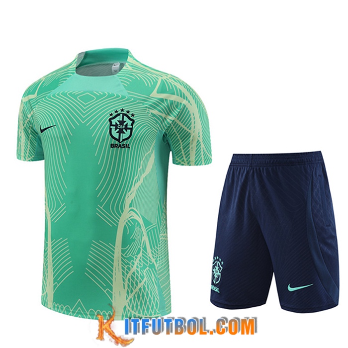 Camiseta Entrenamiento + Cortos Brasil Verde 2022/2023