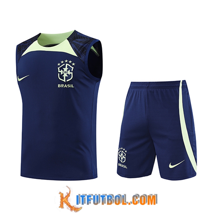 Camiseta Entrenamiento sin mangas + Cortos Brasil Azul marino 2022/2023