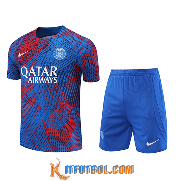 Camiseta Entrenamiento + Cortos PSG Azul/Rojo 2022/2023