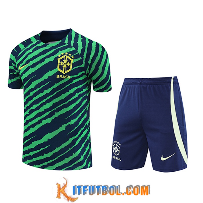 Camiseta Entrenamiento + Cortos Brasil Verde/Azul 2022/2023