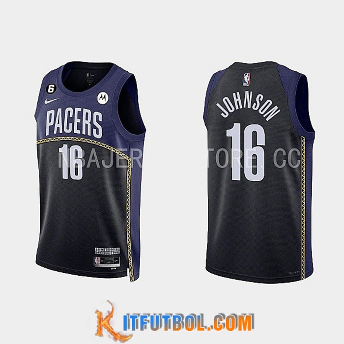 Camisetas Indiana Pacers (JOHNSON #16) 2022/23 Negro/Azul