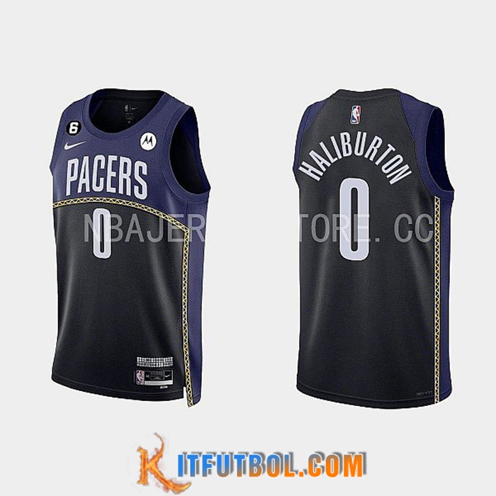 Camisetas Indiana Pacers (HALIBURTON #0) 2022/23 Negro/Azul