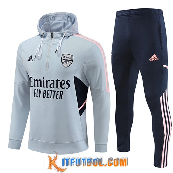 Rompevientos Chaqueta Con Capucha Chandal De Futbol Arsenal Gris Claro 2022/2023