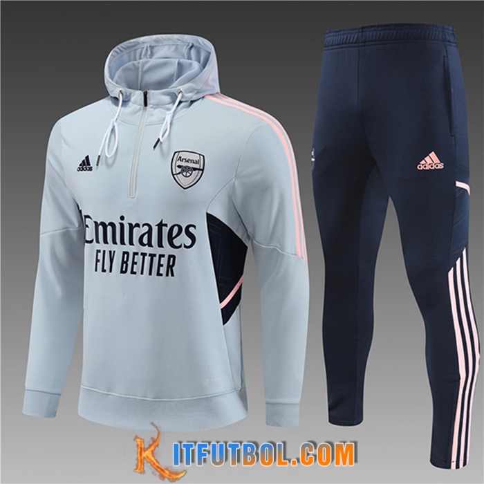 Chaqueta Con Capucha Chandal Arsenal Ninos Gris Claro 2022/2023
