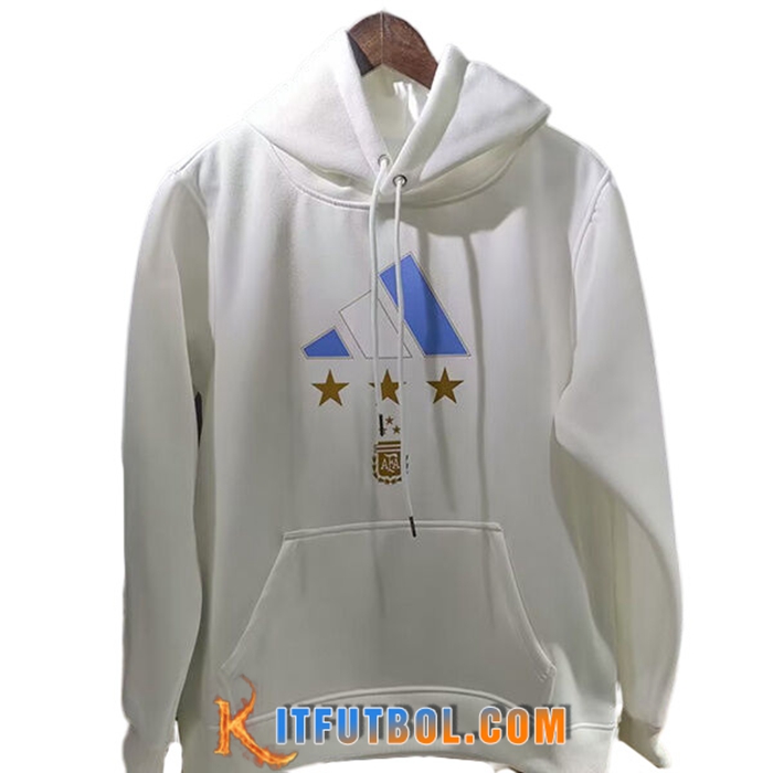 Sudadera De Entrenamiento Capucha Argentina 3 Stars (MESSI #10) Blanco 2022/2023